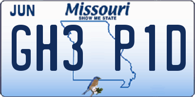 MO license plate GH3P1D