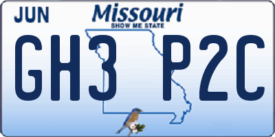 MO license plate GH3P2C