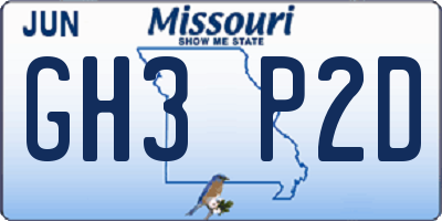 MO license plate GH3P2D