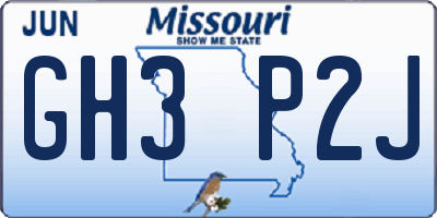 MO license plate GH3P2J