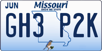 MO license plate GH3P2K