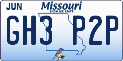 MO license plate GH3P2P