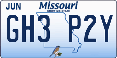 MO license plate GH3P2Y