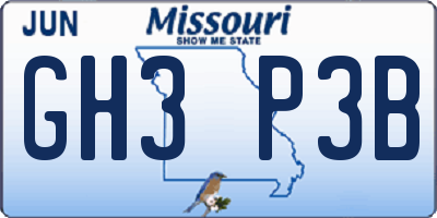 MO license plate GH3P3B