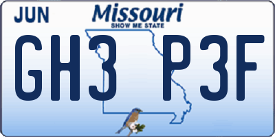 MO license plate GH3P3F