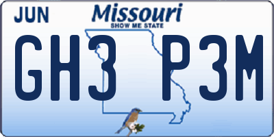 MO license plate GH3P3M