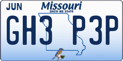 MO license plate GH3P3P