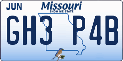 MO license plate GH3P4B