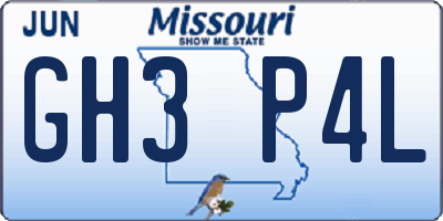 MO license plate GH3P4L