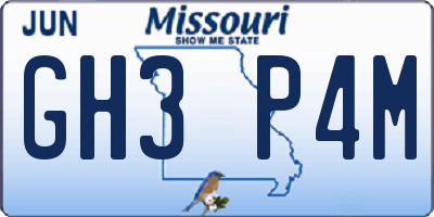 MO license plate GH3P4M