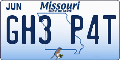 MO license plate GH3P4T