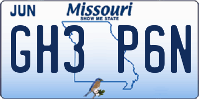 MO license plate GH3P6N