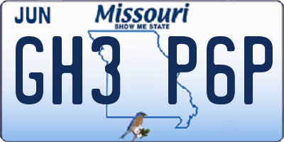 MO license plate GH3P6P