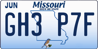 MO license plate GH3P7F