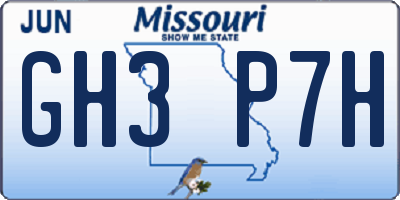 MO license plate GH3P7H