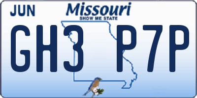 MO license plate GH3P7P