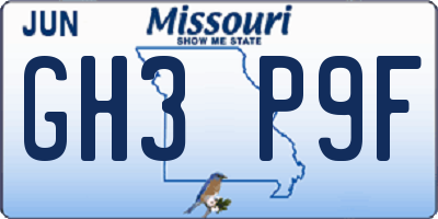 MO license plate GH3P9F