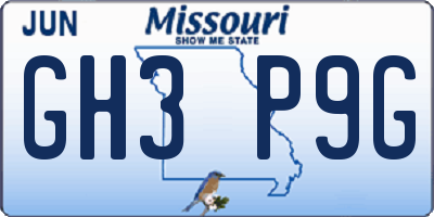 MO license plate GH3P9G