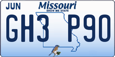 MO license plate GH3P9O