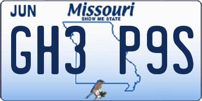 MO license plate GH3P9S