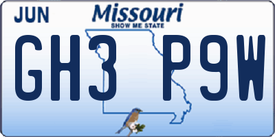 MO license plate GH3P9W