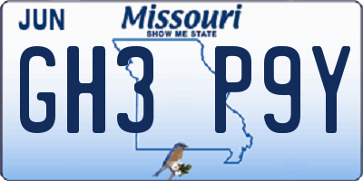 MO license plate GH3P9Y