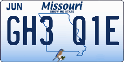 MO license plate GH3Q1E