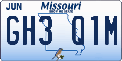 MO license plate GH3Q1M