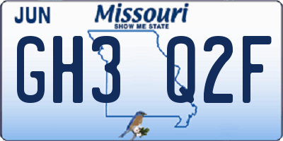 MO license plate GH3Q2F