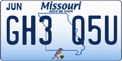MO license plate GH3Q5U