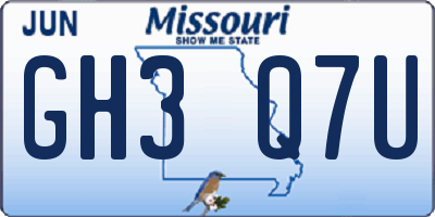 MO license plate GH3Q7U
