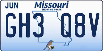 MO license plate GH3Q8V
