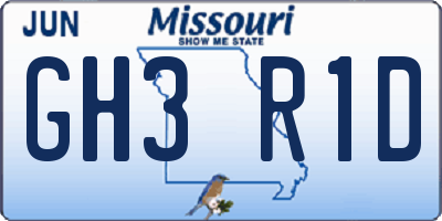 MO license plate GH3R1D