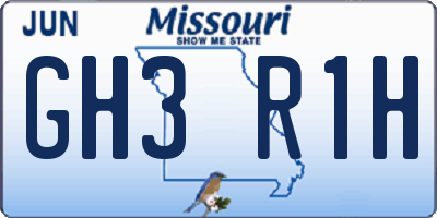 MO license plate GH3R1H