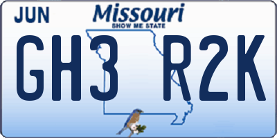MO license plate GH3R2K