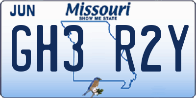 MO license plate GH3R2Y