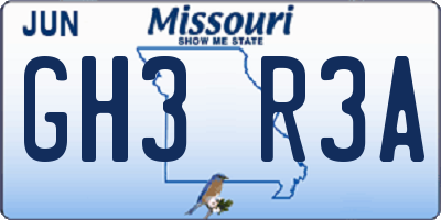 MO license plate GH3R3A
