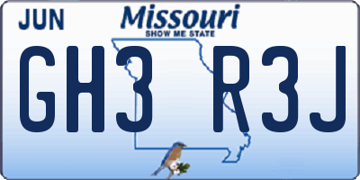 MO license plate GH3R3J