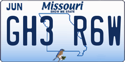 MO license plate GH3R6W