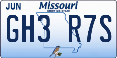 MO license plate GH3R7S