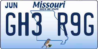 MO license plate GH3R9G