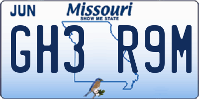 MO license plate GH3R9M