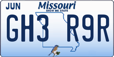 MO license plate GH3R9R