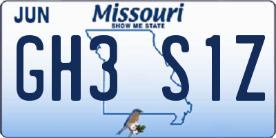 MO license plate GH3S1Z