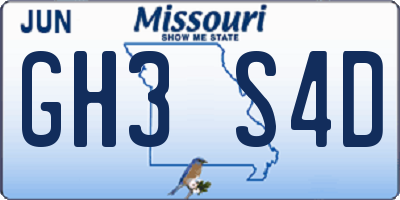 MO license plate GH3S4D