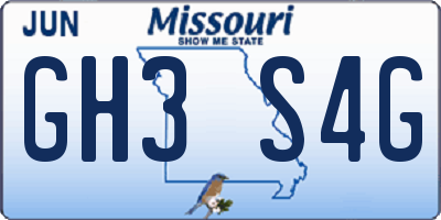 MO license plate GH3S4G