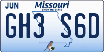 MO license plate GH3S6D