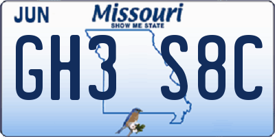 MO license plate GH3S8C