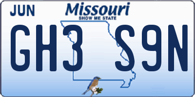 MO license plate GH3S9N