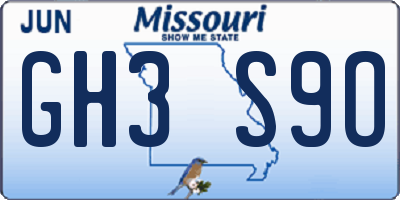 MO license plate GH3S9O